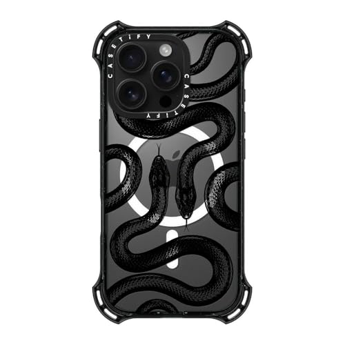Coque iPhone 16 Pro Bounce CASETiFY antichoc Serpent royal noir compatible MagSafe