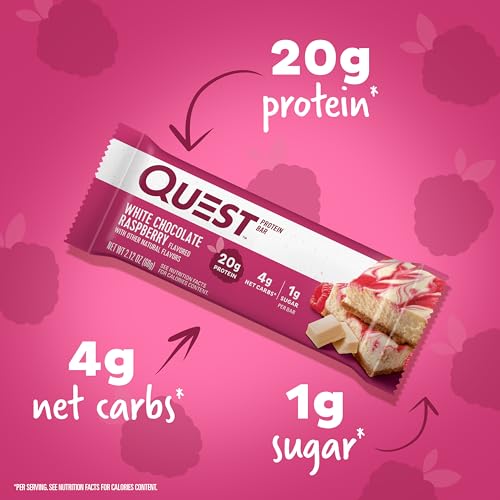 Quest Nutrition Protein Bar, White Chocolate Raspberry (2.1 oz (60 g) x 12 Bottles)