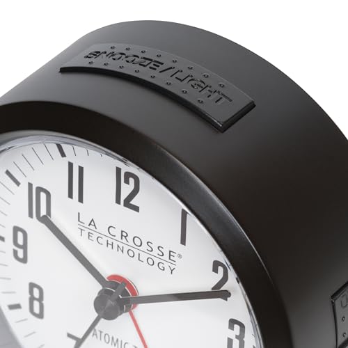 La Crosse Technology 617-710B-INT 4-Inch Round Black Atomic Analog Alarm Clock - Image 4