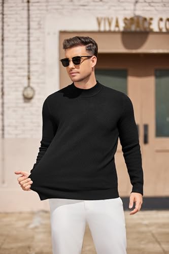 COOFANDY Men's Mock Turtleneck Sweater Long Sleeve Knitted Slim Fit Casual Half Neck Pullover Sweaters3