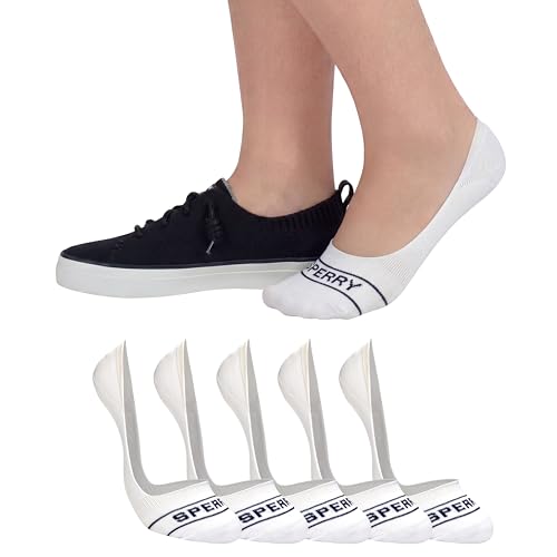 Sperry Womens 5-Pack No Show Sock Liners White 4-10