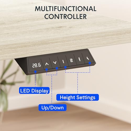 Image of FLEXISPOT 60 inchx24 inch One-Piece Electric Standing Desk, 1 inch Thick Seamless Desktop for Home Office, Study & Multi-Monitor Setup, White Wood Grain