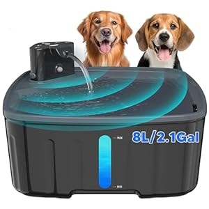 Kittyspout Fuente de Agua para Perros Sin Cable, 8L Fuente para Gatos/Perros con Sensor, Batería Recargable de 5000mAh Integrada, con Bomba Silenciosa y Filtro de Carbón Activado