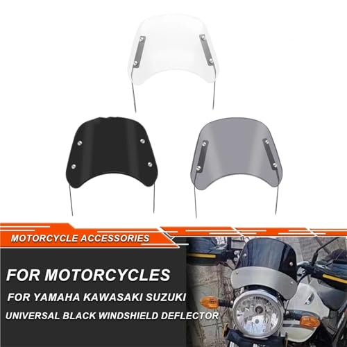 powietrzadeflektor Pasuje do Yamahy, pasuje do Kawasaki, pasuje do Suzuki Cafe Racer, pasuje do motocykla Harley, uniwersalna owiewka szyby przedniej Deflektor motocykla(Blacktransparent)