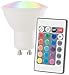 Produktbild Luminea Farbige LED Spots: LED-Spot GU10, RGB & warmweiß, 4 Watt, 300 Lumen, A+, Fernbedienung (LED-Leuchtmittel GU10 farbig)