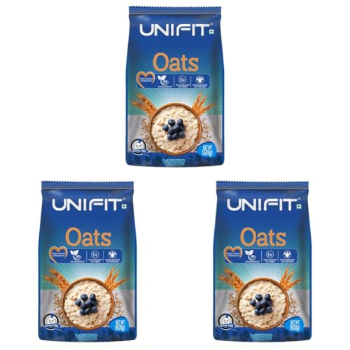 Image of UNIFIT Oats 100% Natural Wholegrain | High Protein & Fibre | Diet Food | Oats for Weight Management & Reducing Cholesterol Rolled Oats 500g (Pack of 3)