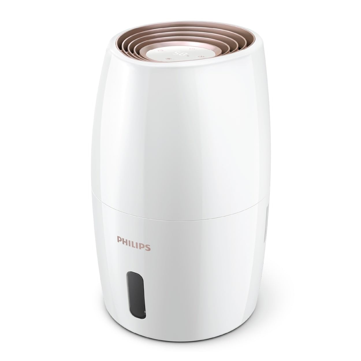 Philips Luchtbevochtiger 2000 Serie, Hygiënische NanoCloud bevochtiging, 99,97% minder bacteriën, 200 ml/u, 2L waterreservoir, Ultra stil (33 dB), 3 snelheden, Auto&Slaapstand, Timer, Wit (HU2716/10)