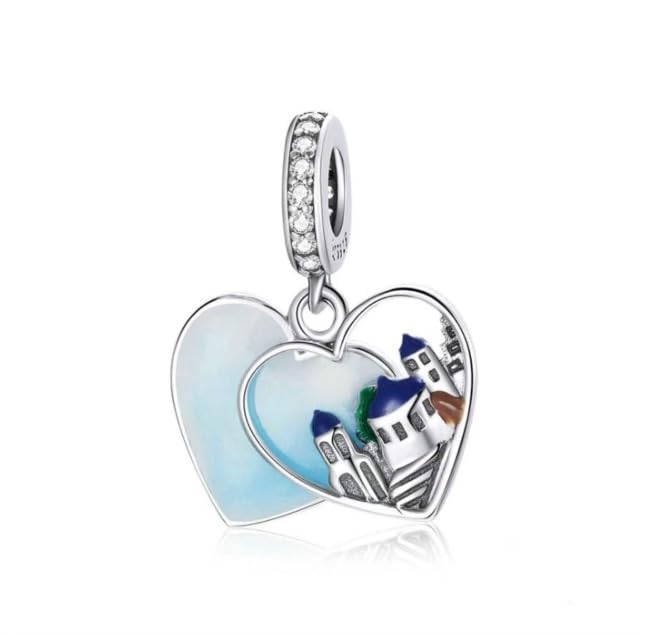 Greek Santorini 925 Sterling Silver Charm for Bracelets and Necklaces Travel Beads and Dangle Pendants