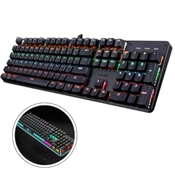 Teclado Gamer Mecânico Blue Switch Iluminação LED RGB | Anti-Ghosting QWERTY PT-BR USB | Compatível com PC, PS4, PS5 e Xbox – Desempenho Preciso e Durabilidade para Jogos