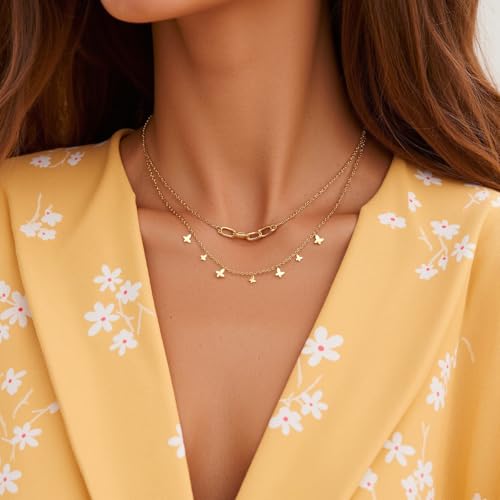 Butterfly Charm Necklace for Women 18K Gold Plated Stainless Steel Butterfly Pendant Necklace for Women Trendy Jewelry3