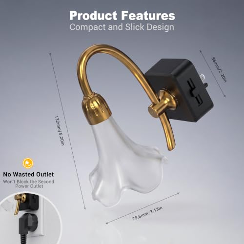 Image of JandCase Night Light, Night Lights Plug into Wall, Glass Flower Nightlight