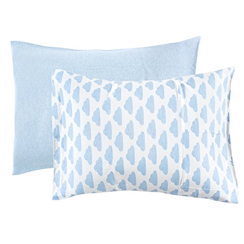 Image of Hudson Baby Unisex Baby and Toddler Cotton Toddler Pillow Case, Heather Light Blue Cloud, One Size