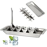 Vintage-Style Stainless Steel Ice Cube Tray with Lever, Easy-release 18-Slot Ice Cube Maker, Food-Grade Metal Freezer Mold for Baby Food, Juice, Veggies