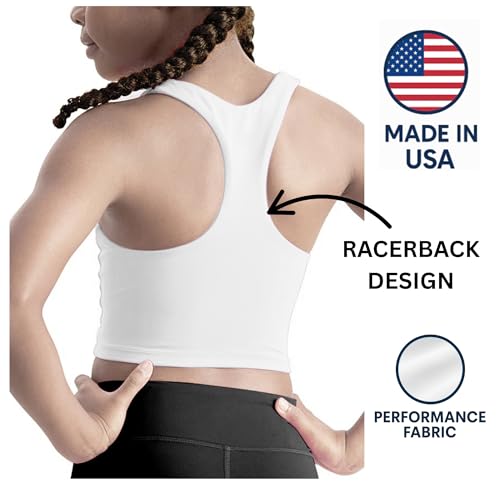 Beat Street Girls Tank Tops - 2 Pack Double Lined Racerback Sleeveless Yoga Dance Crop Top - Made in USA2