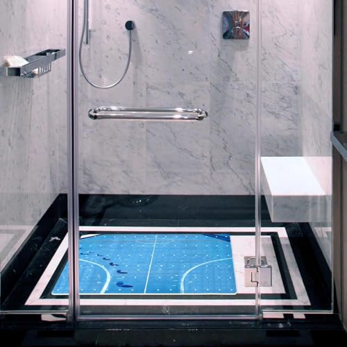 Tapis de bain antidérapant séchage rapide à ventouses bleu