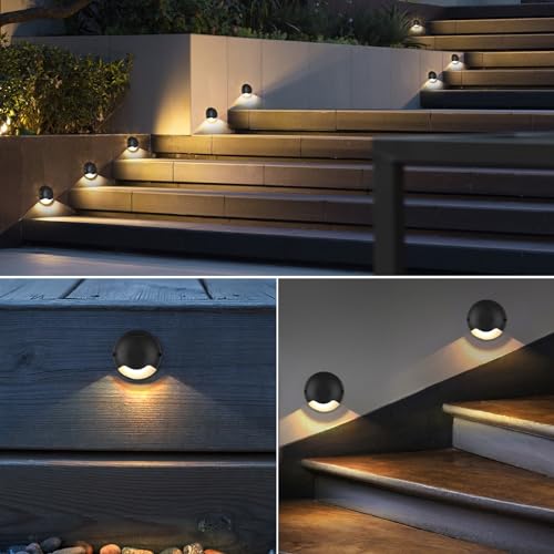 Aiwewin 3W LED Deck Lights, Landscape Step Stair Railing Light Fixture Die-cast Aluminum 12V AC/DC Accent Lighting Pack of 12 for House Yard Garden