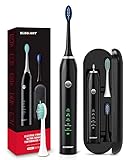 ELEGIANT Cepillo de Dientes sónico Cepillo de Dientes eléctrico con Estuche de Viaje DeepClean Recargable con 5 Modos potentes Temporizador Inteligente 2 Cabezales de Cepillo incluidos