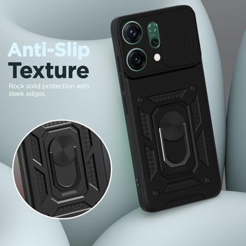 Image of Luxe Back Cover for Oppo Reno 14 5G | D10 Tough Armor Case | Sliding Camera Shield | 360 Protection | Kickstand Ring Holder | Military-Grade Shockproof Bumper Case
