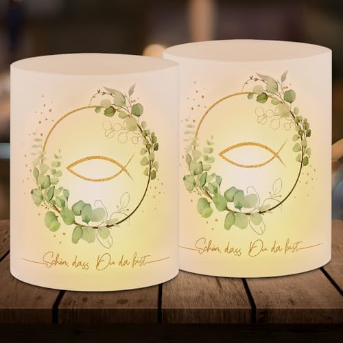 CULEB Windlichter Set - 8 Tischlaternen Mit Eukalyptus Deko Für Feste