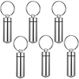 VITALNOS 6 Pack Silver Cylinder Urn Keychains for Ashes, Waterproof Memorial Vial Keepsake Jewelry for Human or Pet Cremation Ashes, Hair, or Tiny Mementos, Secure Screw-Top Mini Ash Holders