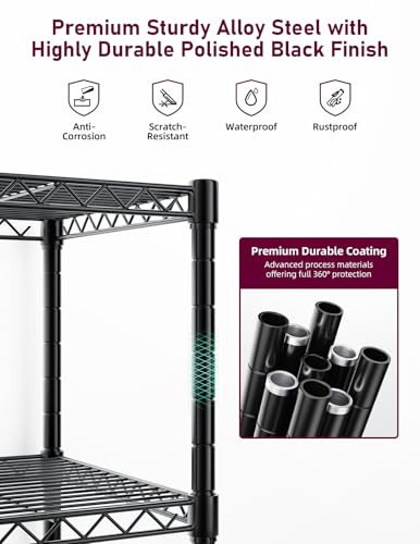 Simple Deluxe 5-Tier Heavy Duty Storage Shelving Unit, 1250 Lbs Loading Capacity, 29.92" W x 13.98" D x 61.02" H, Black thumbnail 5