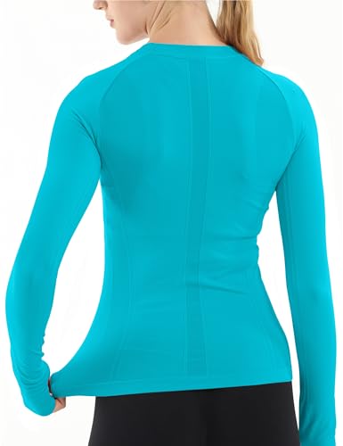Image of MathCat Seamless Workout Shirts for Women Long Sleeve Yoga Tops Sports Running Shirt Breathable Athletic Top Slim Fit XS-XL