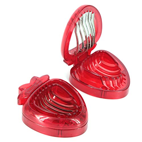 Mayata 2pcs Strawberry Slicer Corer Stainless Steel Strawberry Huller Leaf Stem Remover Strawberry Cutter Blade Fruit Tools Kitchen Gadgets