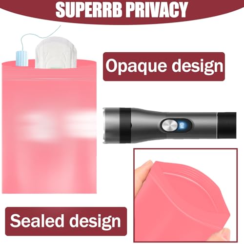 Image of 110pcs Sanitary Napkin Disposal Bags, Women Tampon Disposal Bags, Sealed Opaque Feminine Hygiene Disposal Pads Bag for Privacy, Pink