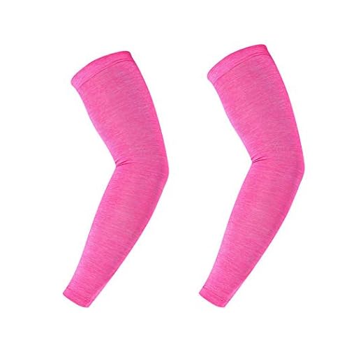 Abcsea 2 Pares de Mangas del Brazo de enfriamiento, Mangas para Brazos Verano UV,Mangas Proteccion Solar, Mangas de Brazos Anti-UV (Rosa roja)