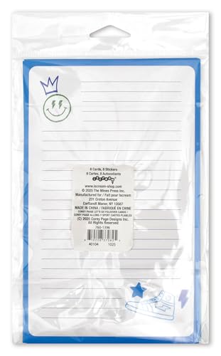 Image of iscream + Corey Paige Designs Fold and Send Boys Stationery - Let's Go! | 8 Pack, Fun Print, Large Format 8.7 inch x 5.4 inch Cards, Sturdy Lenticular Picture Changing Stickers, Summer Camp Ready