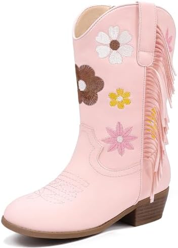 Girls Cowboy Boots Toddler Cowgirl Floral Embroidered Fringe Litt...