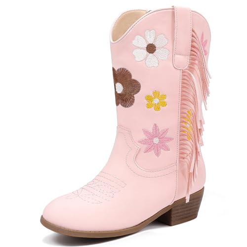 Motasha Girls Cowboy Boots Toddler Girls Boot Size 11 Pink Cowgirl Boots for Little Kids Flower Western Floral Fringe Horseback Riding Shoes Party...