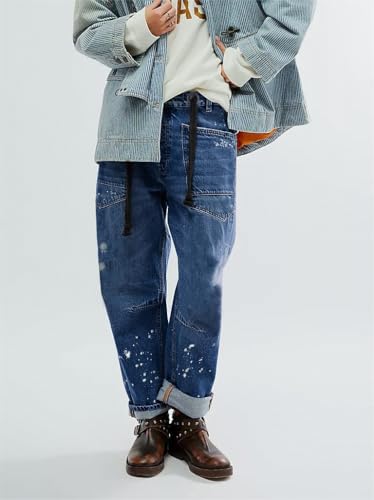 LifeShe Women's Wide Leg Barrel Jeans Drawstring Elastic Waist Denim Pants Loose Baggy Boyfriend Trouser4