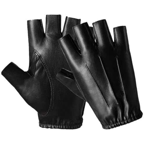 NAMOARLY 1Pair Half Finger Leather Fitness Gloves for Sports Durable Non Slip Riding Hand Covers for Driving Jogging Climbing and Outdoor Activities Comfortable and Breathable