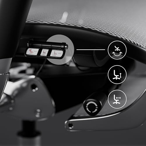 V-Master Sedia da Ufficio Ergonomica da Scrivania Poggiapiedi Mesh 3D Braccioli Poggiatesta Sedile Regolabile Supporto Lombare Flessibile (nero-bianco) - Sedia gaming - Immagine 5