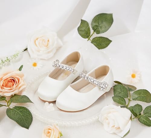 Image of PHIRAMIN Toddler Flower Girl Glitter Dress Shoes Little Girl Ballet Flats Bow Wedding Party