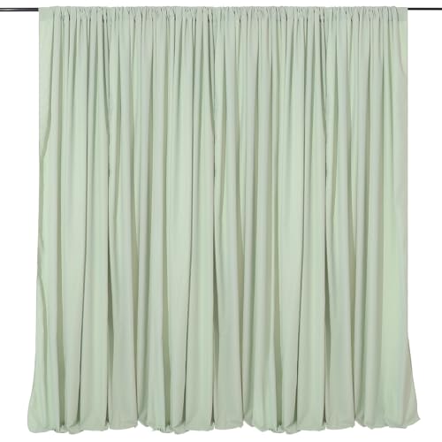 Image of Pea Green Parties Backdrop Curtains: 30x10ft Polyester Photo Backdrop Drapes Fabric - Wedding Ceremony Party Home Window Decorations