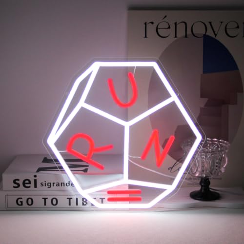 Image of Run Dice Neon Sign Retro Sci-Fi LED Light for Bedroom Game Room Decor Gifts