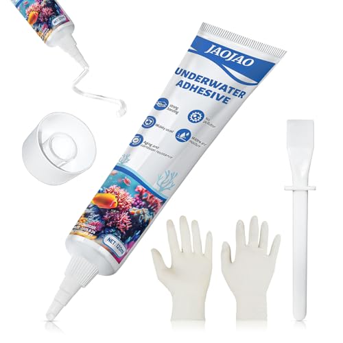 JAOJAO Aquarium Safe Silicone, Aquarium Silicone Clear Underwater Sealant Marine Waterproof Strong Adhesion Good Flexibility Underwater Bonding for Fish Tank, Pools Transparent, 120ml