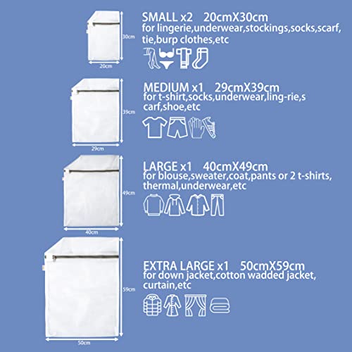 Magnificent 5 Set Mesh Laundry Bags for Washing Machine- Reusable Laundry Bags with Zips- Delicates Laundry Bag for Baby Clothes Toys Underwear Blouse Bra Lingerie Hosiery Travel Storage Organization - Image 3