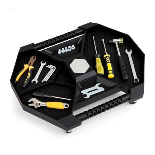 Goplus Rolling Tool Tray Under Car Magnetic Moving Tray with 4 Swivel Casters 55 LBS Capacity Caddy Tray Tool Tray Creeper for Garage Workshop Automotive Repair Mechanics