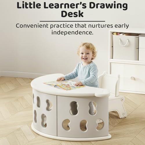 Image of StarAndDaisy Multi-Function Kids Study Table & Activity Desk, Baby & Kids C-Shape Frame | Mini Climbing Frame for Toddlers | Durable Plastic Rocking Recliner Bed, Indoor Play Furniture -Grey