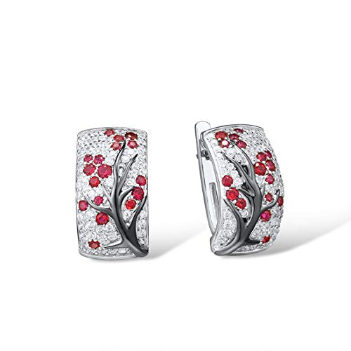 Santuzza Sterling Silver Pink Cherry Tree Earrings Created Ruby Cubic Zirconia Fashion Jewelry