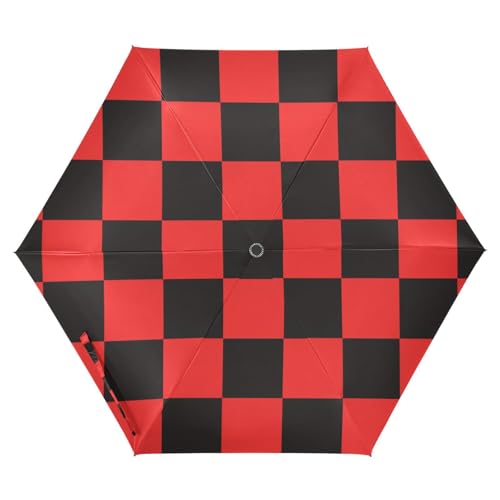 EtherSpher Light Red and Black Checkered Pattern umbrella with case 39 Inch Heavy Duty auto open close Golf Umbrellas for travel and golf Outdoor Defence Accessories paraguas para