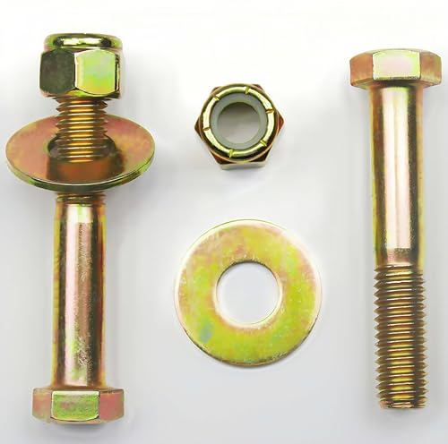 Image of 1 /2 inch x 3 inch Hex Head Bolt by Color Galvanization with Nylon Lock nut and Large Size Washer Assortment Kit,Alloy Steel,Grade 5.(8pcs Pack),Shear Bolt for Bush Hog BH6-2 BH5-2 BH4-2.