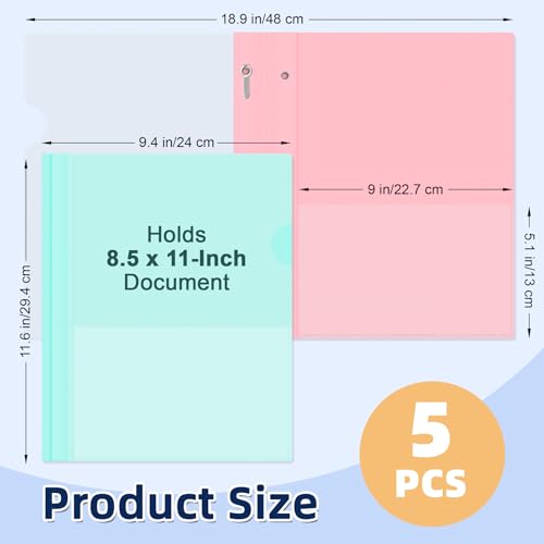 Image of HAUTOCO 5 Pack Plastic Report Covers with 3 Prongs Fasteners Clear Front Resume Portfolio Folder for 8.5x11 Letter Size Paper, Presentation Document Report Cover for School Office Business, 5 Colors