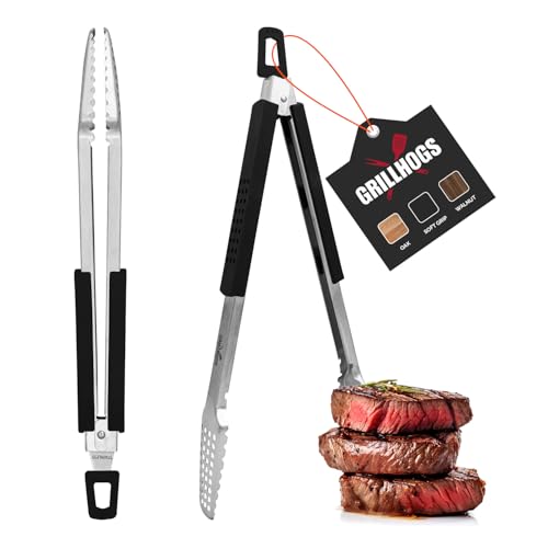 16' Extra Long Tongs 18/0 Stainless Steel BBQ Grill Tongs with Durable Soft Grip Handle for Cooking - Durable Grilling Accessory, Tongs for Cooking & Kitchen, Outdoor Barbecue, Easy to Clean