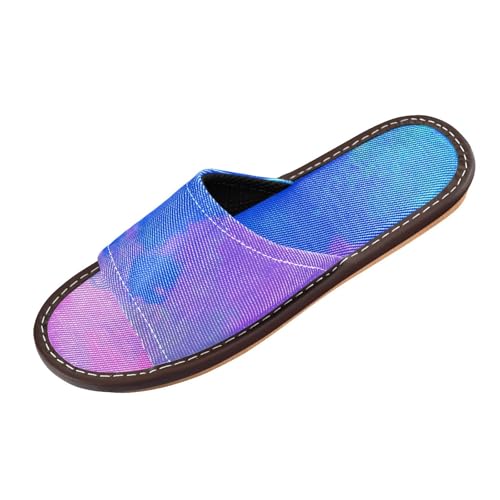 Rubber Sole Home Shoes Indoor Portable Soft Spa Sandal for Party Travel Guests Digital Strokes Paint