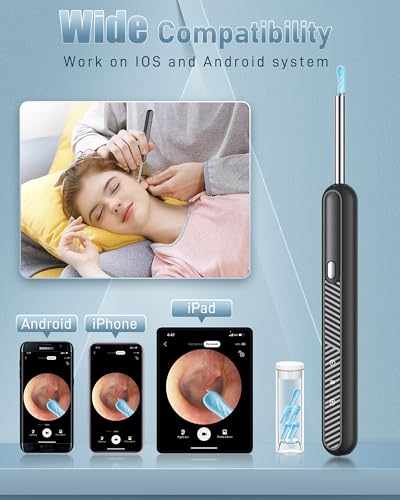 Loyker Ear Wax Removal Tool Camera, Ear Cleaner with 1080P Camera, Earwax Removal Cleaning Kit with 6 Ear Pick, Otoscope for iPhone, iPad, Android Phones, Gray - image 6
