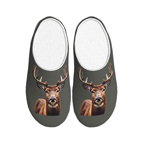 Tamiger Pantuflas de belleza con estampado de ciervos para mujeres y hombres, para interiores y exteriores, con bonitos zapatos transpirables
